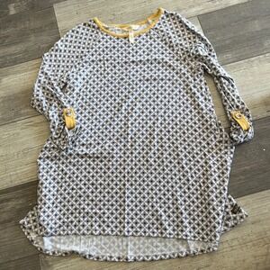 Matilda Jane Gray Geometric Print Long Sleeve Tunic Top Women's S